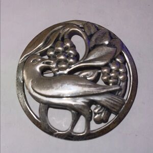 Silver Art Nouveau Brooch with Floral Motifs